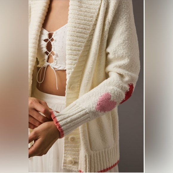Anthropologie Maeve Heart Cardigan Sweater - Picture 5 of 8